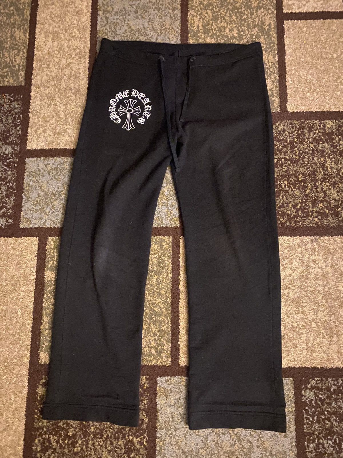 image of Chrome Hearts Chrome Heart T Bar Sweats in Black, Men's (Size 30)