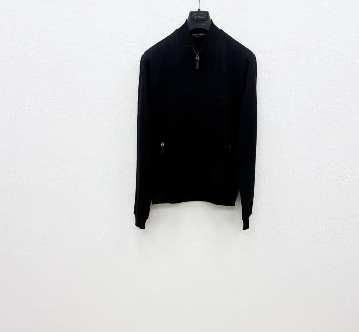 Dolce & Gabbana Black Zip-Neck Long Sleeve Sweater M Size US M / EU 48-50 / 2 - 1 Thumbnail