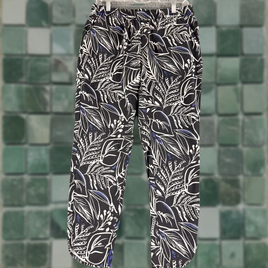 Marine Layer MARINE LAYER Re-Spun Joggers Womens M Black Blue Tropical Leaf Print Pants Size 32" / US 10 / IT 46 - 1 Thumbnail