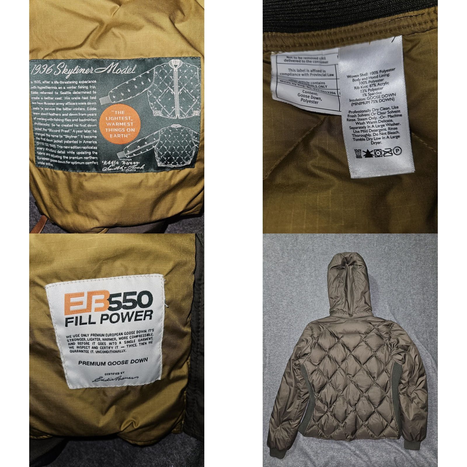 Eddie Bauer Eddie Bauer 1936 Skyliner Down Jacket Juniors XL Green Hooded Puffer Coat EB550 Size XL / US 12-14 / IT 48-50 - 9 Thumbnail