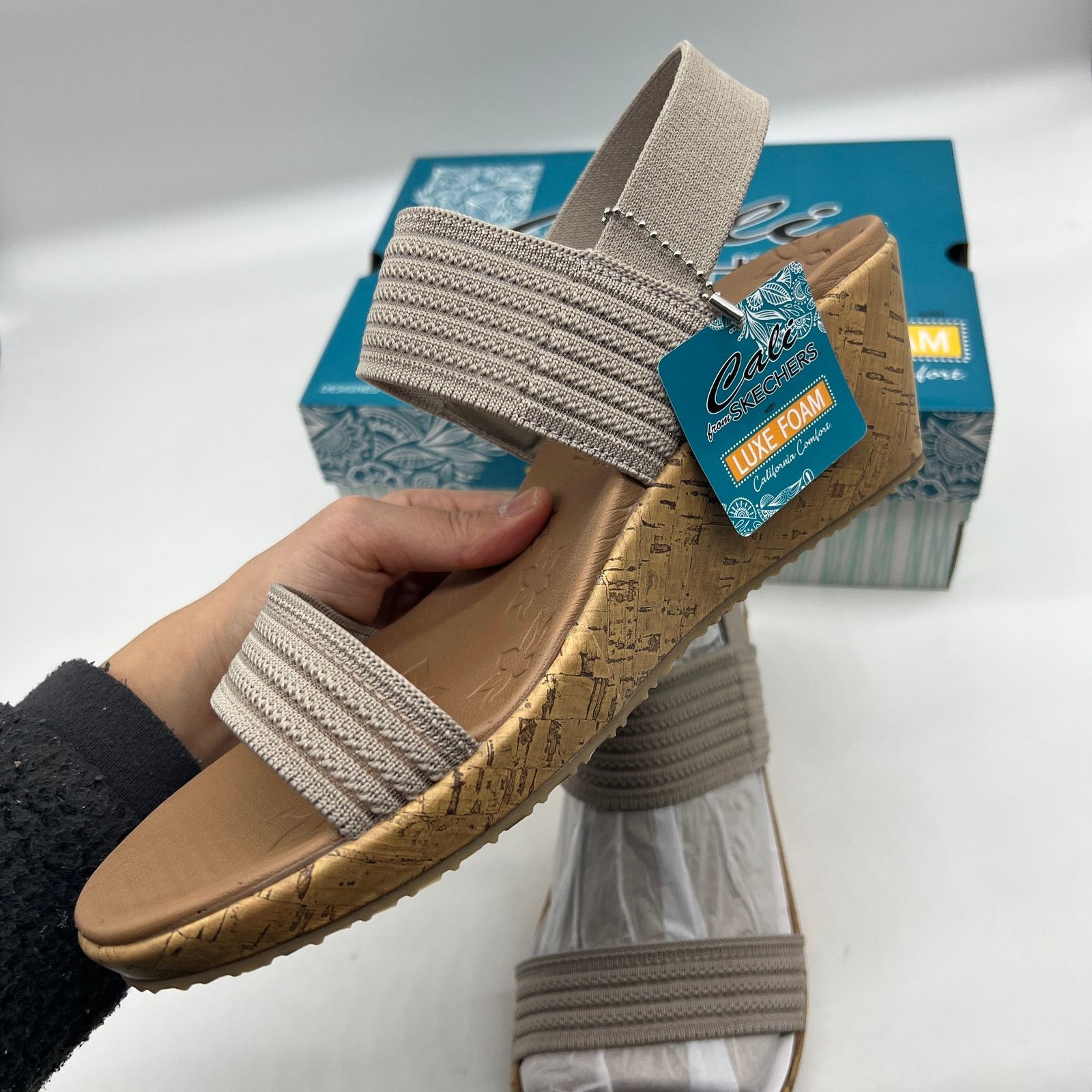 SKECHERS Skechers Beverlee Vegan Wedge Strappy Sandals Brown Gray Size US 11 / IT 41 - 4 Thumbnail