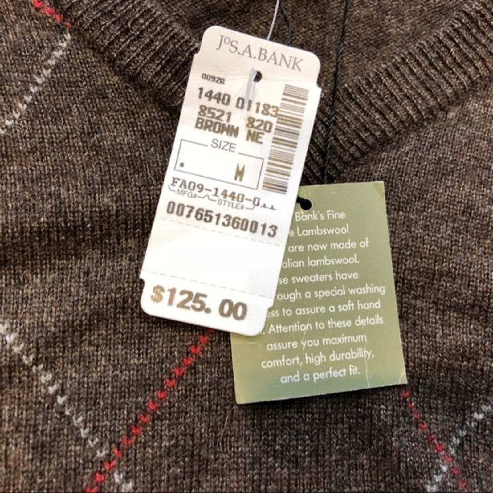 Jos. A. Bank Joseph A. Bank Brown Wool Crewneck Sweater | Sz M, NWT Size US M / EU 48-50 / 2 - 5 Thumbnail