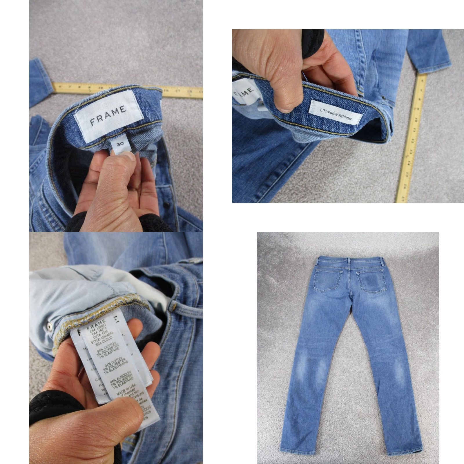Frame FRAME Jeans Mens 30 Athletic Light Wash Denim Zip 33 Inseam Stains Tapered Regular Blue 2010s Mens Size US 30 / EU 46 - 8 Thumbnail