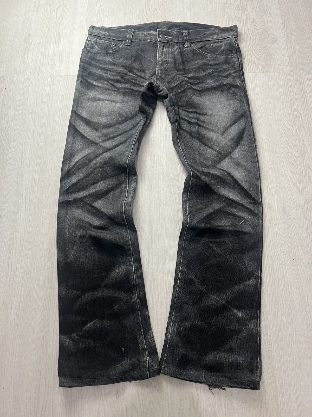 Pre-owned If Six Was Nine X Le Grande Bleu L G B Tornado Mart Whiskered Mud Max Flared Denim In Grey