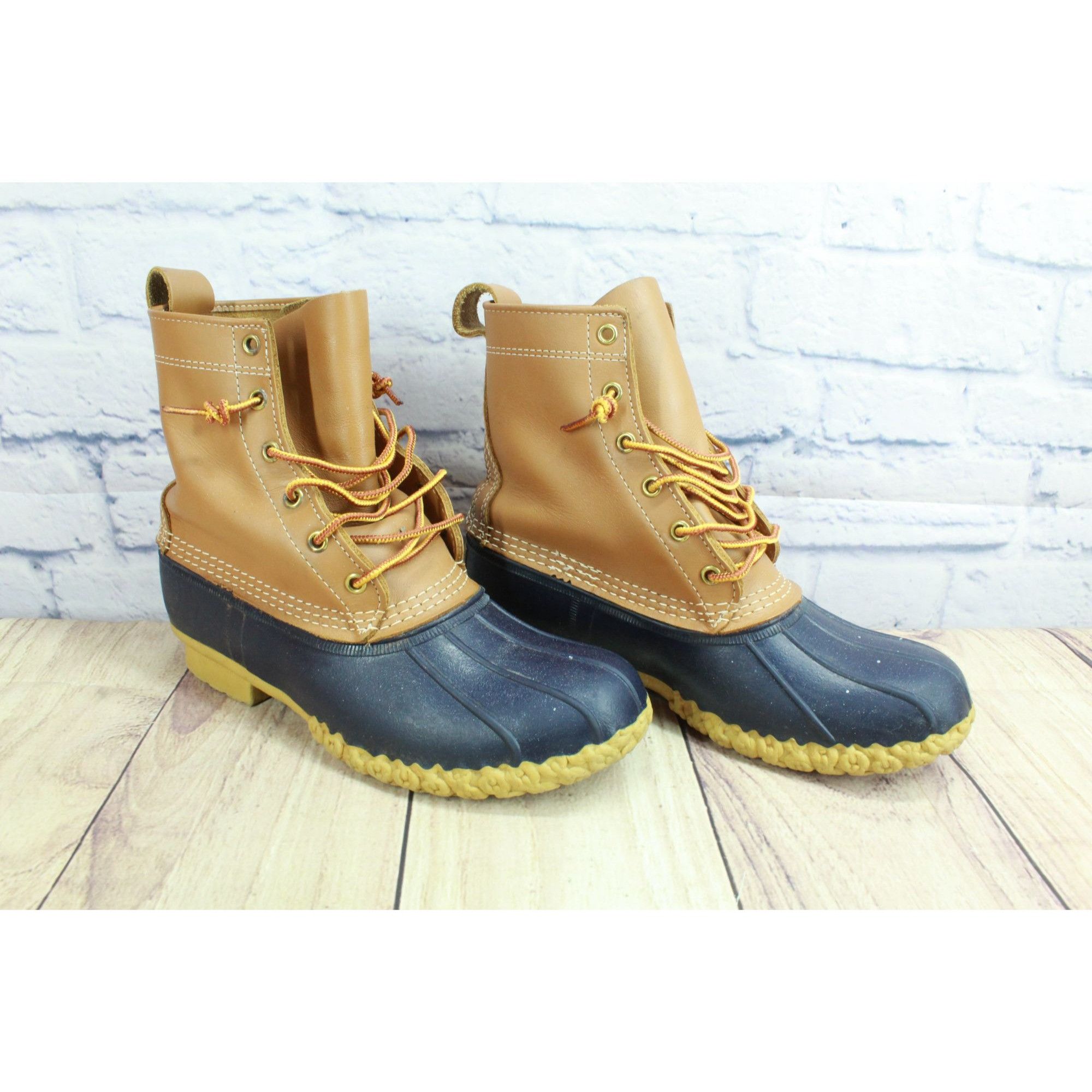 L.L. Bean × Leather LL Bean Women's Leather 8" Lace Up Unlined Ankle Duck Boots Size US 9 / IT 39 - 3 Thumbnail