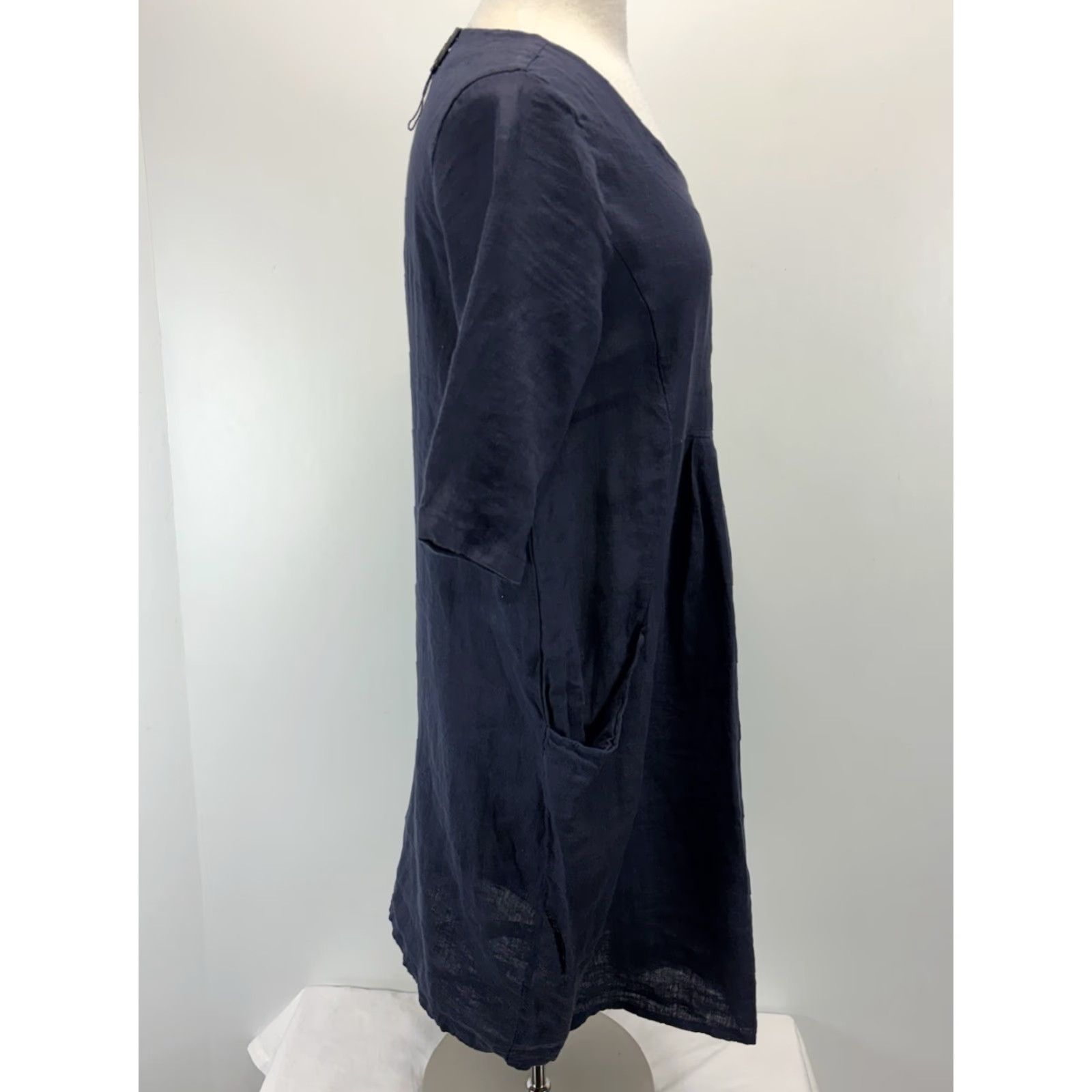 Vintage Luca Vanucci Dress Womens S Blue 100% Linen Lagenlook Pockets Oversized Italy Size S / US 4 / IT 40 - 4 Thumbnail
