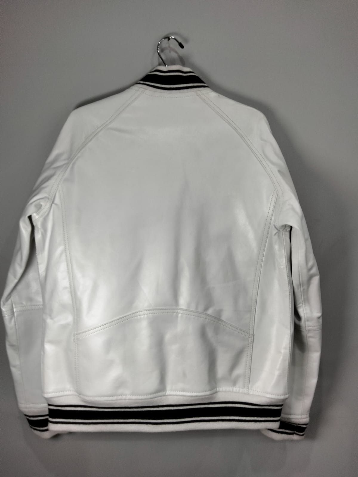 Vintage Wleti Premium White Sheep Leather Varsity Jacket — Medium Size US M / EU 48-50 / 2 - 8 Thumbnail
