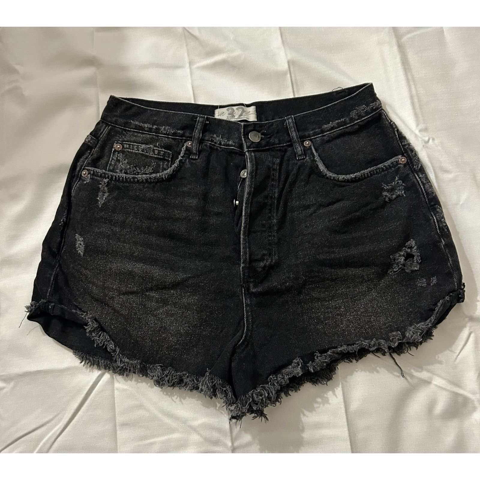Free People Free People "We The Free" Black Denim Shorts-Women Size 32 Size 32" / US 10 / IT 46 - 2 Thumbnail
