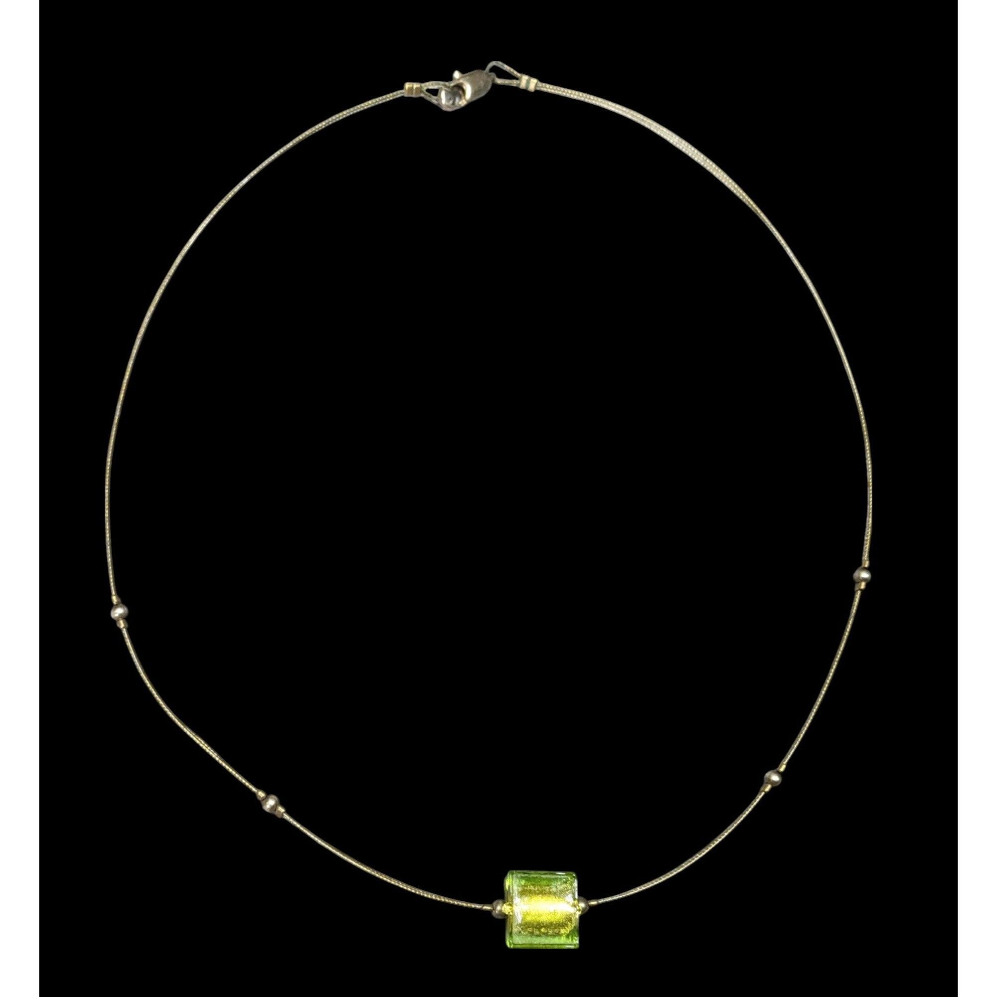 Other Handmade Minimalist Green Glass Cube Necklace Size ONE SIZE - 2 Thumbnail