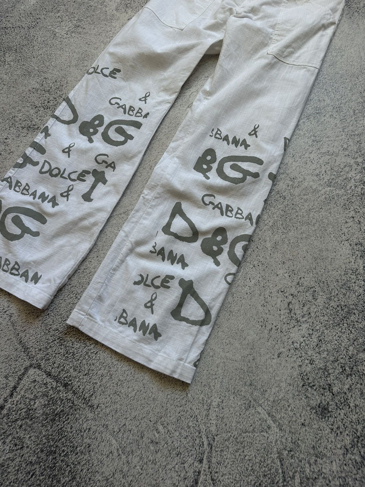 Other Rare! Vintage Dolce & Gabbana Multilogo Linen Pants Y2K Sexy Size 34" / US 12 / IT 48 - 2 Thumbnail