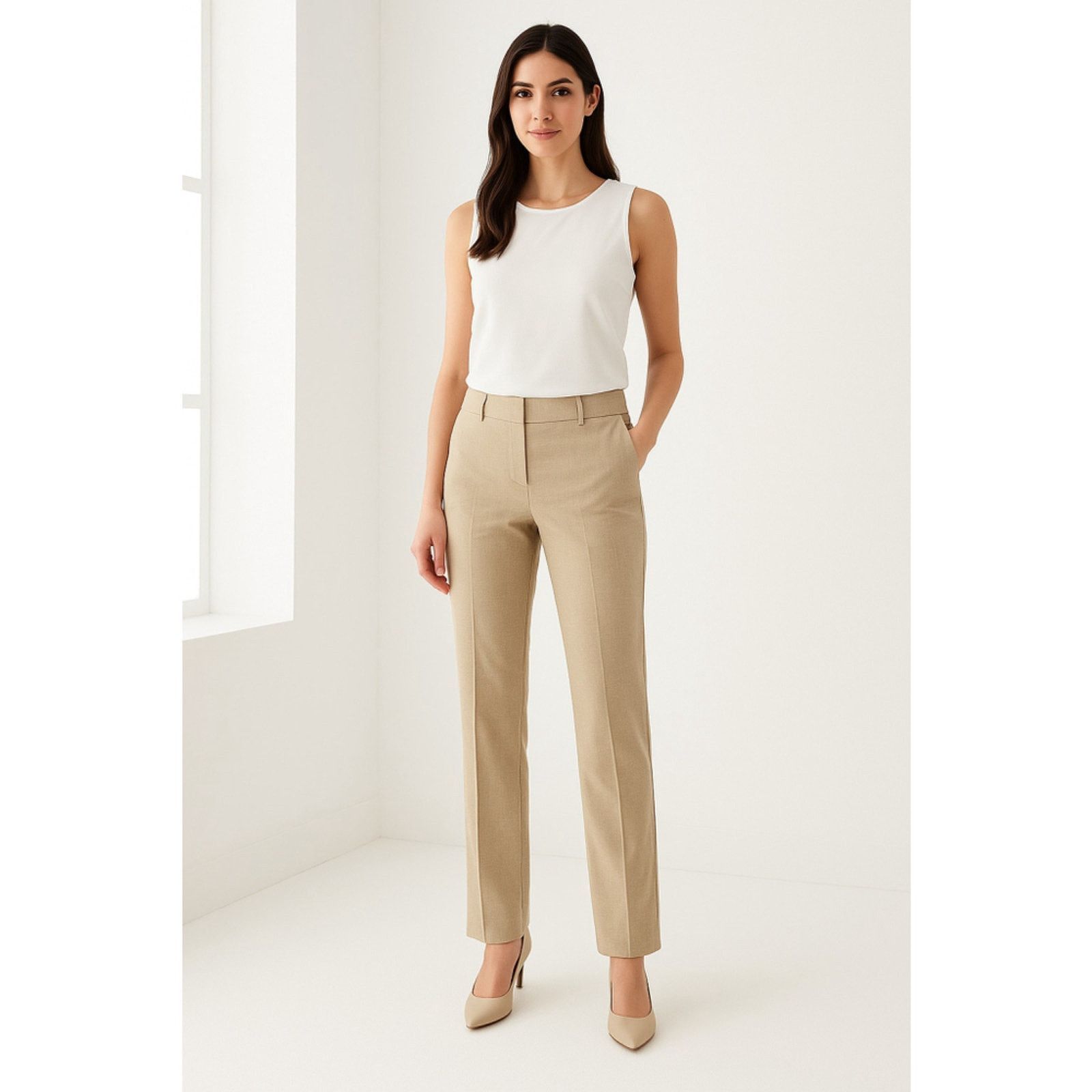 Calvin Klein Calvin Klein Beige Lightweight Trousers Officewear Slacks 2 Size 26" / US 2 / IT 38 - 1 Thumbnail