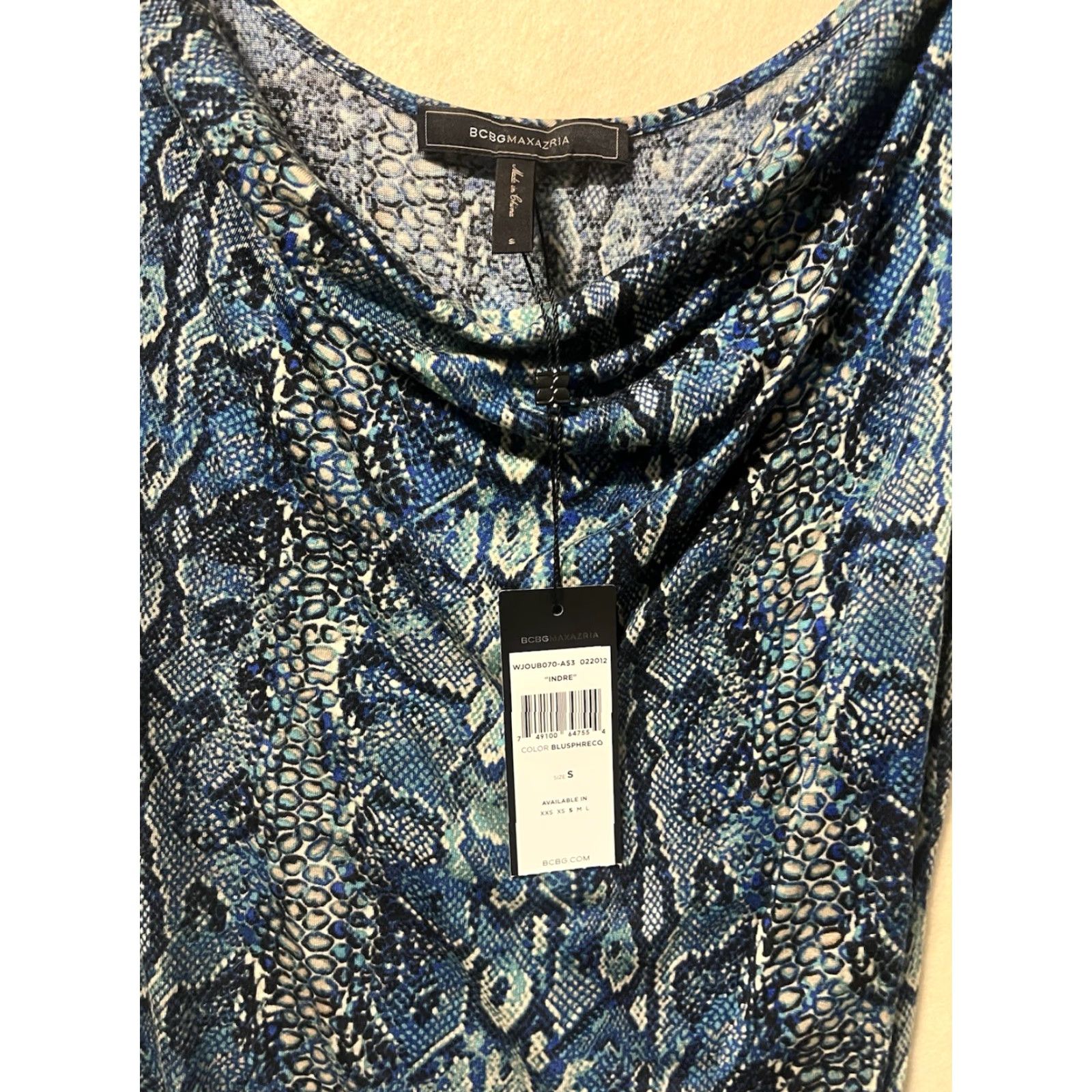 Bcbgmaxazria NWT BCBGMAXAZRIA Dress Woman Sleeveless Blue Print V-Neck Short Pullover S Regular Spring Summer Womens Size S / US 4 / IT 40 - 7 Thumbnail