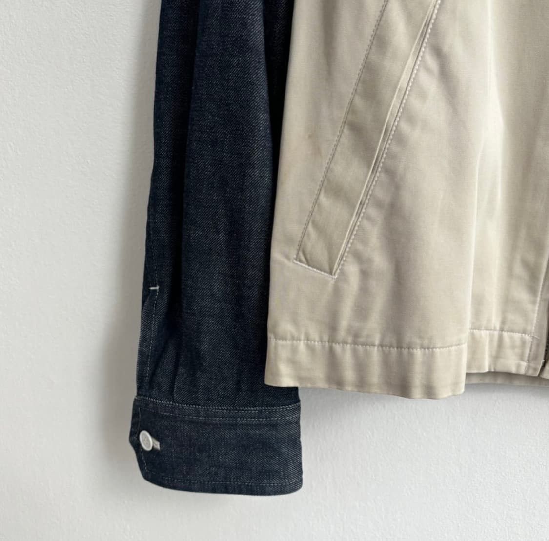 Comme des Garcons Homme Plus o1tko10825 Zip-Up Denim Hybrid Jacket in Blue/Beige Size US L / EU 52-54 / 3 - 3 Thumbnail