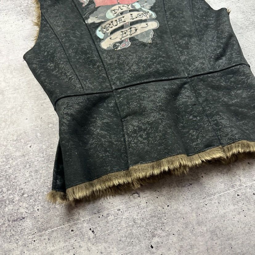 Ed Hardy Ed Hardy Faux Fur Vest Tattoo Rose Back My True Love Size L / US 10 / IT 46 - 7 Thumbnail
