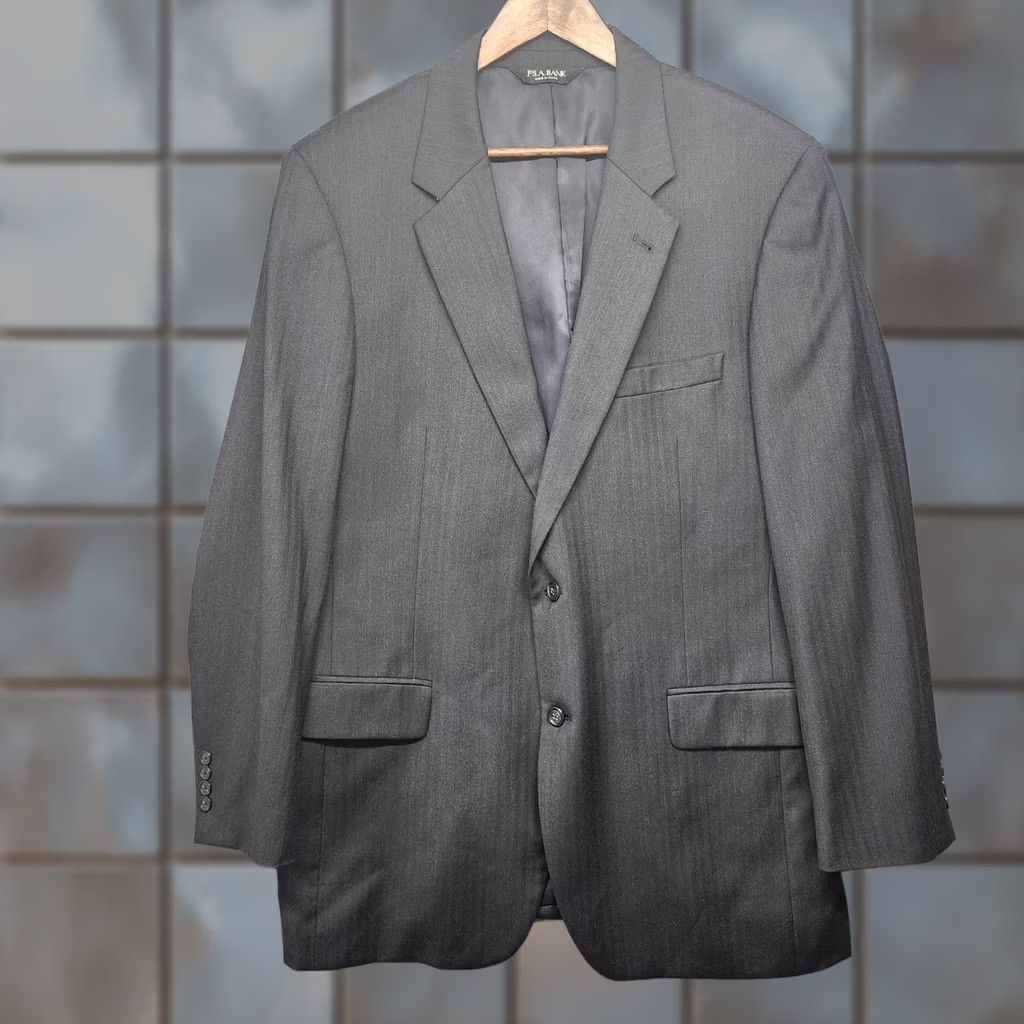 Jos. A. Bank Jos A. Bank Mens Suit Navy Blue 100% Wool Jacket 44L Pants 38x30 Pleated Cuffed Wool Suit Set Mens Formal Business 2 Piece 44L 38x30 Navy Blues Size 44R - 1 Thumbnail