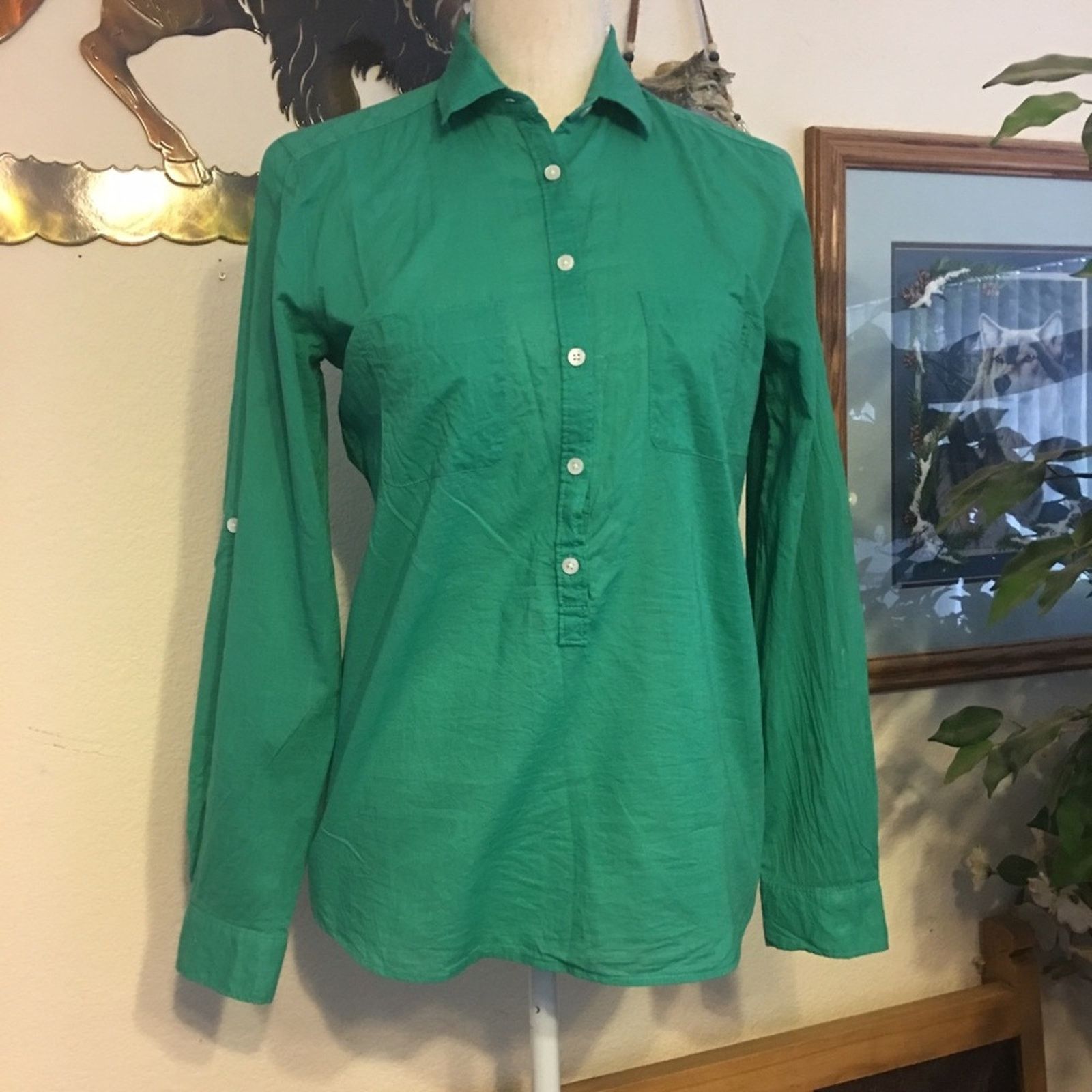 Loft Ann Taylor Loft Softened green button front top XS Size XS / US 0-2 / IT 36-38 - 2 Thumbnail