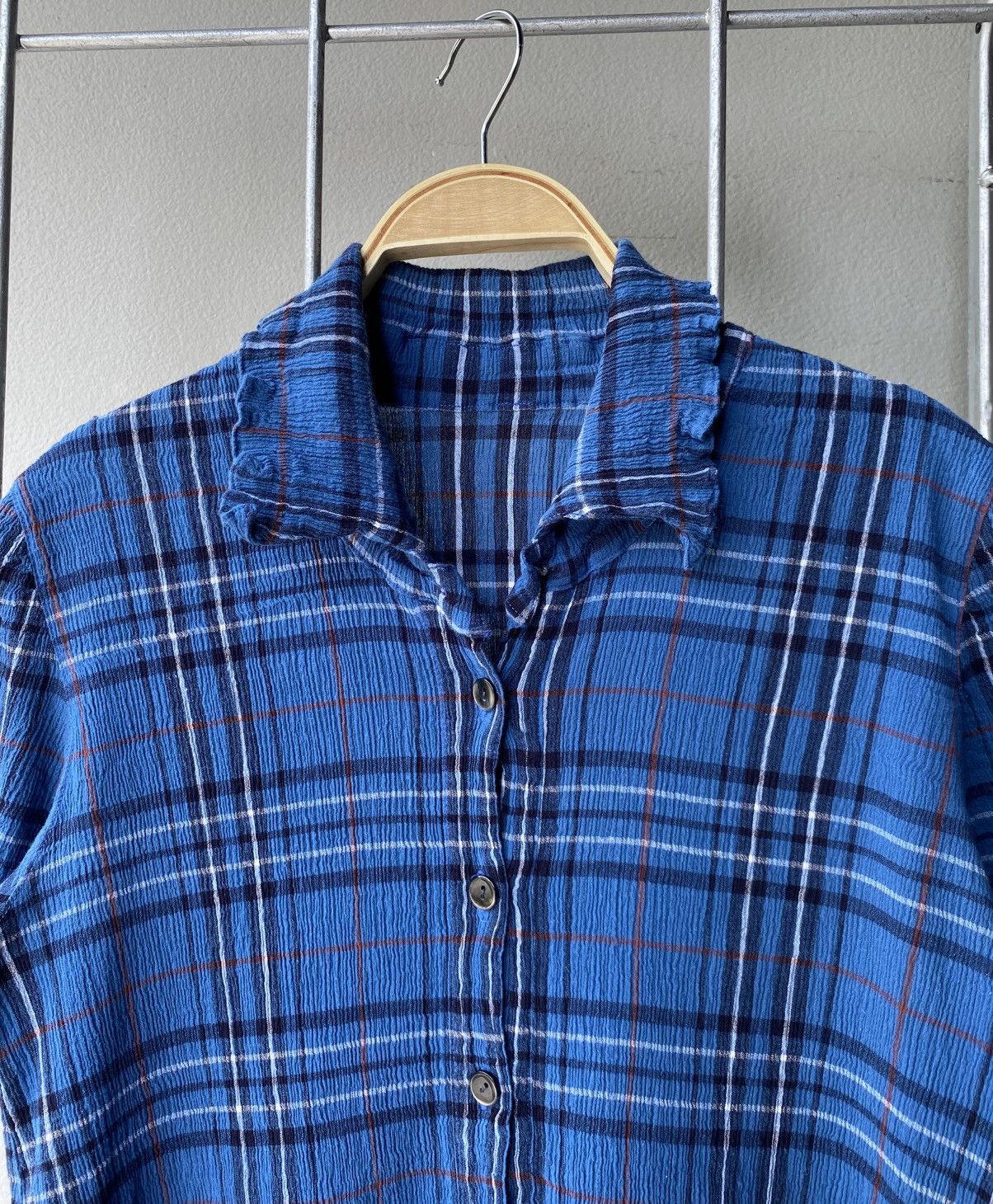 Tsumori Chisato Tsumori Chisato Blue Plaid Blouse with White & Red Accents. Size M / US 6-8 / IT 42-44 - 4 Thumbnail
