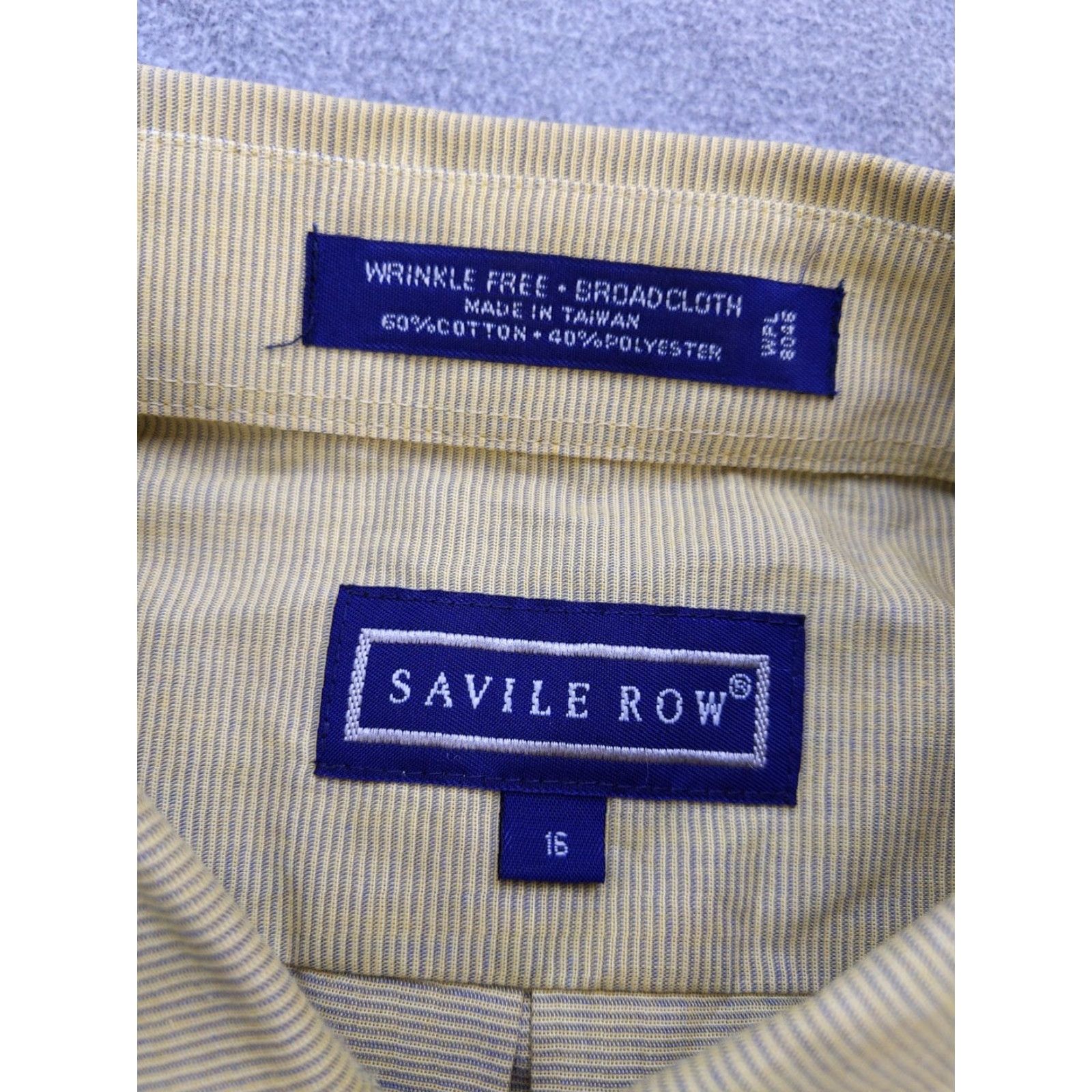 Vintage Savile Row Shirt Mens Large Yellow Striped Wrinkle Free Button Down Short Sleeve Size US L / EU 52-54 / 3 - 3 Thumbnail