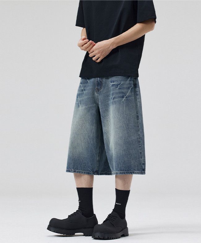 Japanese Brand American distressed lightning bolt baggy denim shorts Size US 32 / EU 48 - 3 Thumbnail