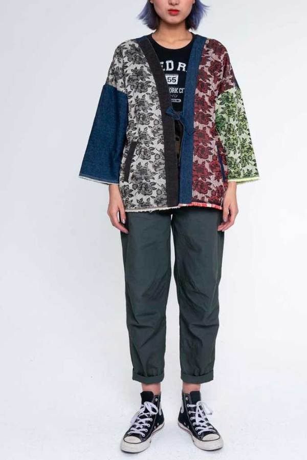 FRIED RICE Unisex Floral & Denim Kimono Size US L / EU 52-54 / 3 - 6 Thumbnail