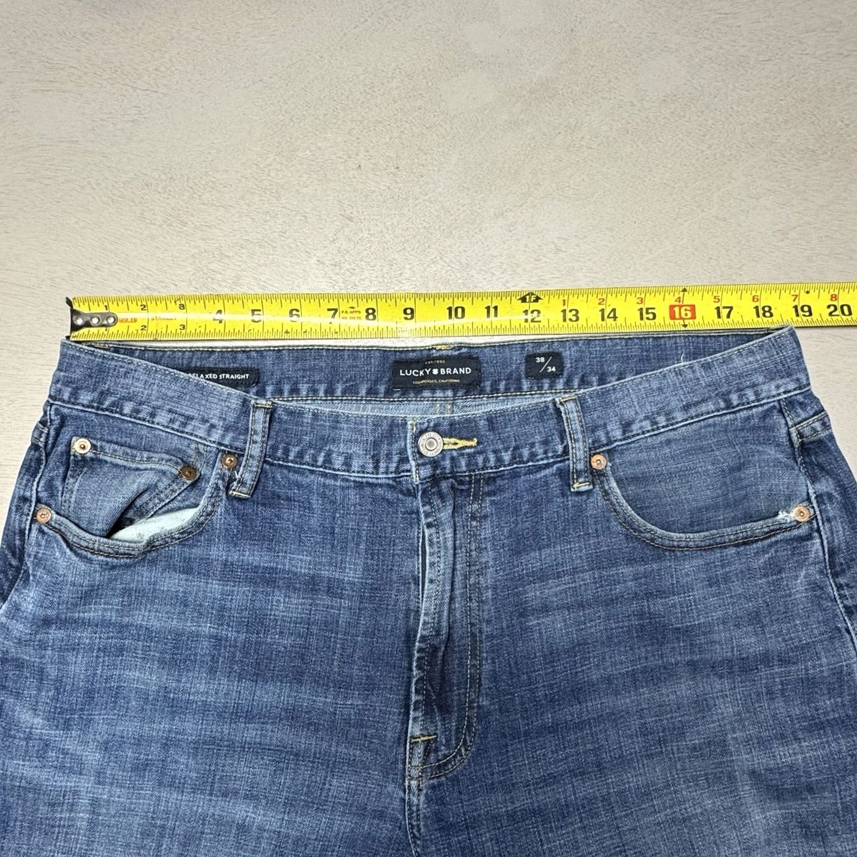 Lucky Brand Lucky Brand Men’s Jeans 181 Relaxed Straight 38x34 Blue Denim 5-Pocket Solid Mid Rise Jeans Mens Regular Blue Size US 38 / EU 54 - 7 Thumbnail