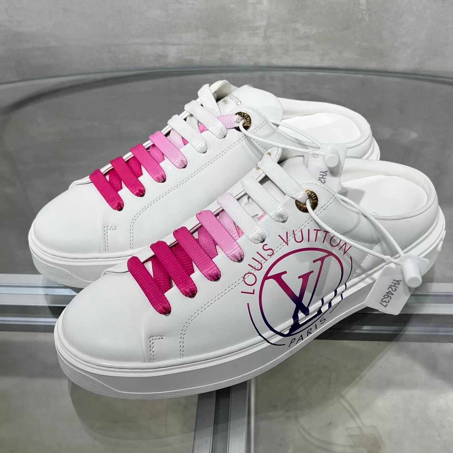 Louis Vuitton LV gradient logo platform slide white pink UK3 37 Size US 5.5 / IT 35.5 - 2 Thumbnail