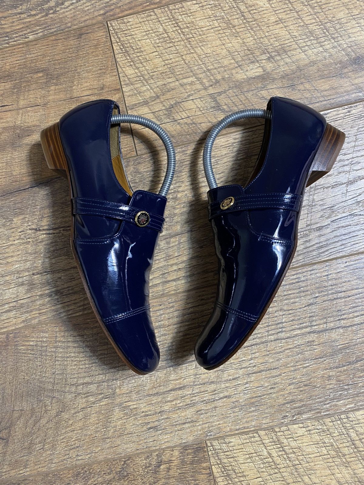 Japanese Brand chausser Loafers Patent Leather Navy Blue Made in Japan Size US 8 / IT 38 - 4 Thumbnail