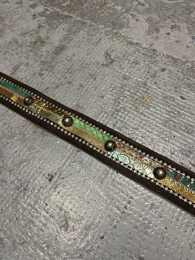 Vintage 2000s Nanni Metal Green Python Effect Embellished Belt Size ONE SIZE - 6 Thumbnail