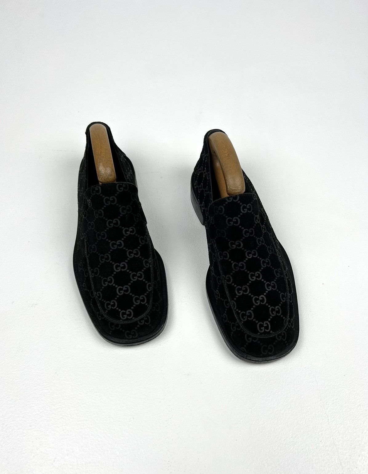 image of Gucci GG Monogram Suede Guccissima Loafers in Black, Men's (Size 9)