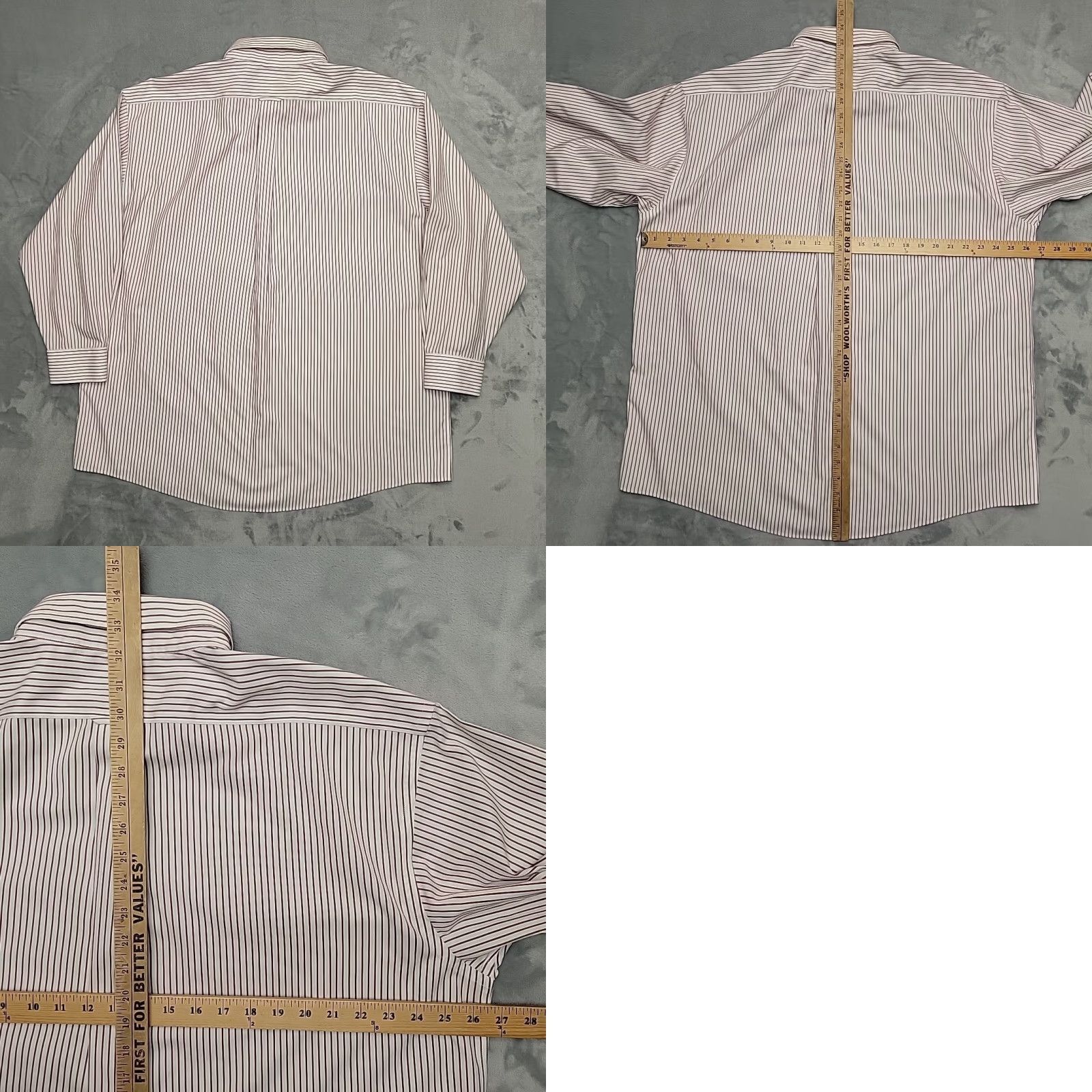 Roundtree & Yorke Gold Label Shirt Mens 17.5 33 Maroon Striped 100% Cotton Pinpoint Non-Iron Button-Down Collar Long Sleeve Tailored Mens Red Pattern Shirt Size US XXL / EU 58 / 5 - 8 Thumbnail