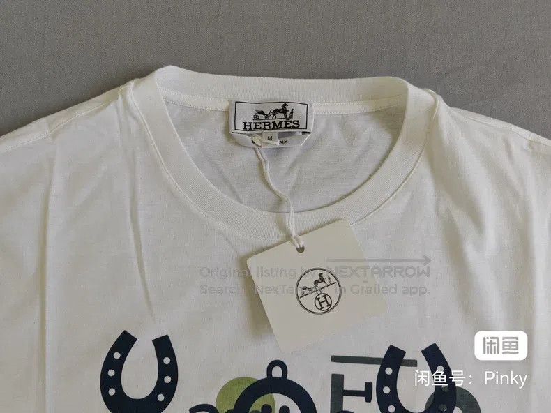 Hermes Hermes Men's Robot Short Sleeve T-Shirt, White, Pure Cotto Size US M / EU 48-50 / 2 - 4 Thumbnail