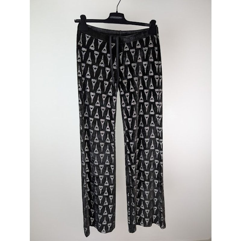 Balenciaga o1rshd1 Eiffel Tower Strass Velvet Elastic Pants in Black Size 30" / US 8 / IT 44 - 9 Thumbnail