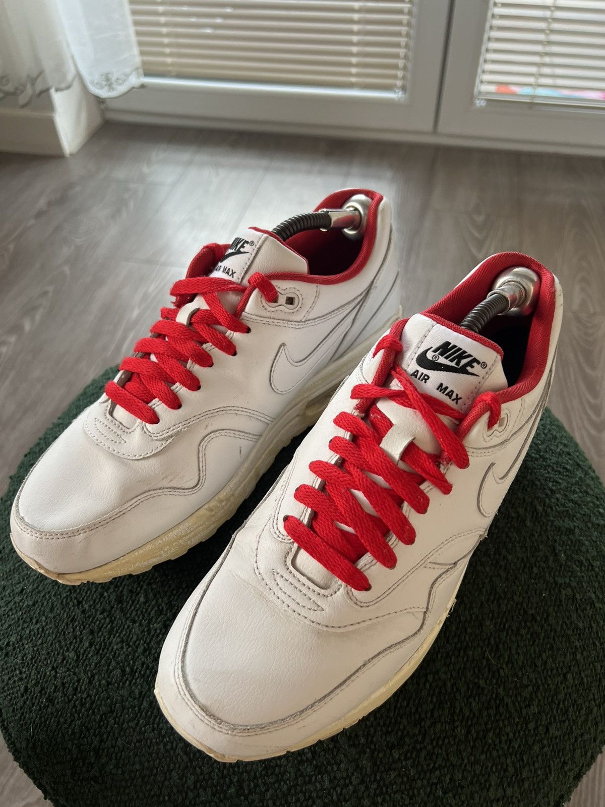 Nike ‼️Rare Nike ID Air Max 1 White/Red “Giga Nord” Sneakers‼️ Size US 9.5 / EU 42-43 - 10 Thumbnail