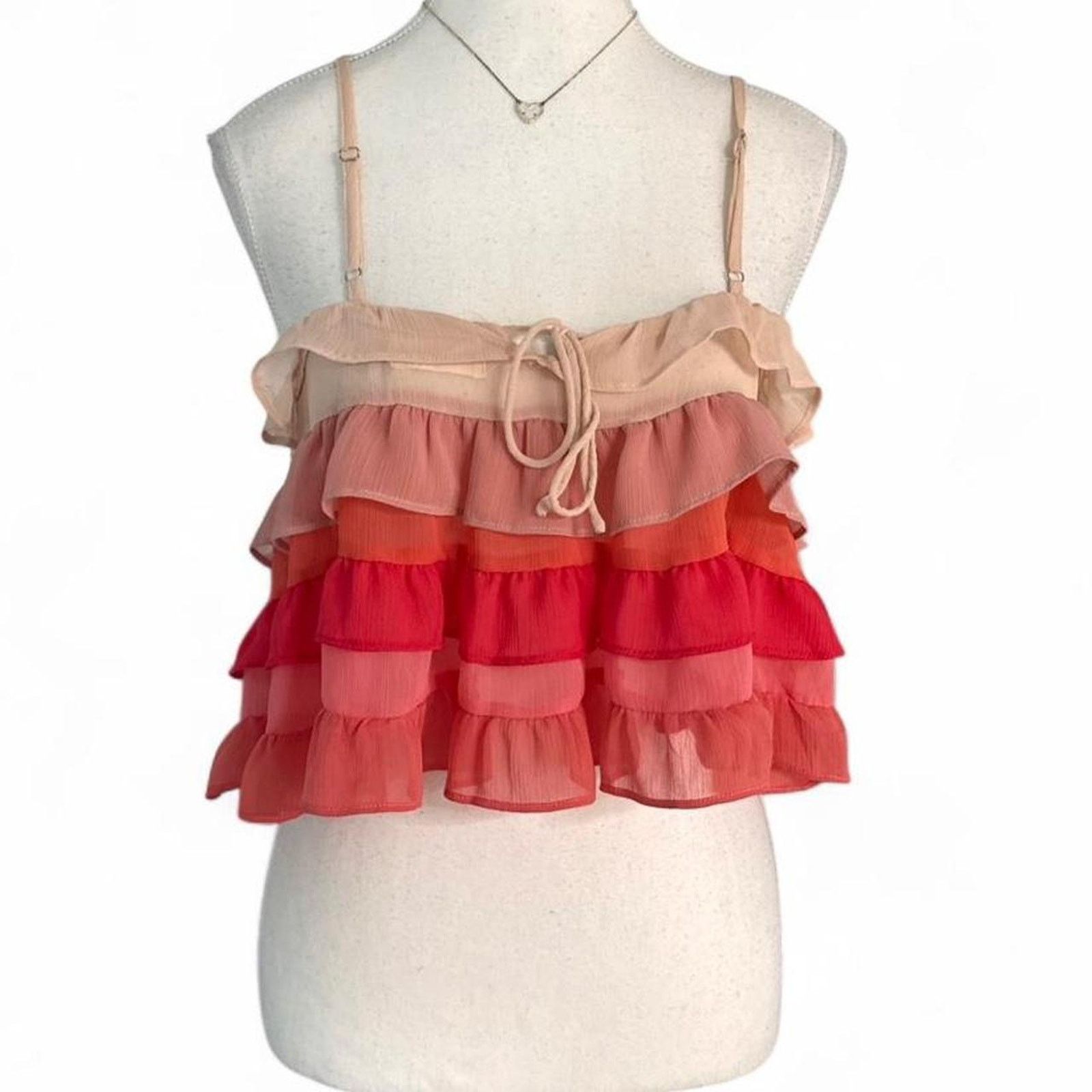 Other Storia Tiered Ruffle Tank Top chiffon colors women’s size S Size S / US 4 / IT 40 - 1 Thumbnail
