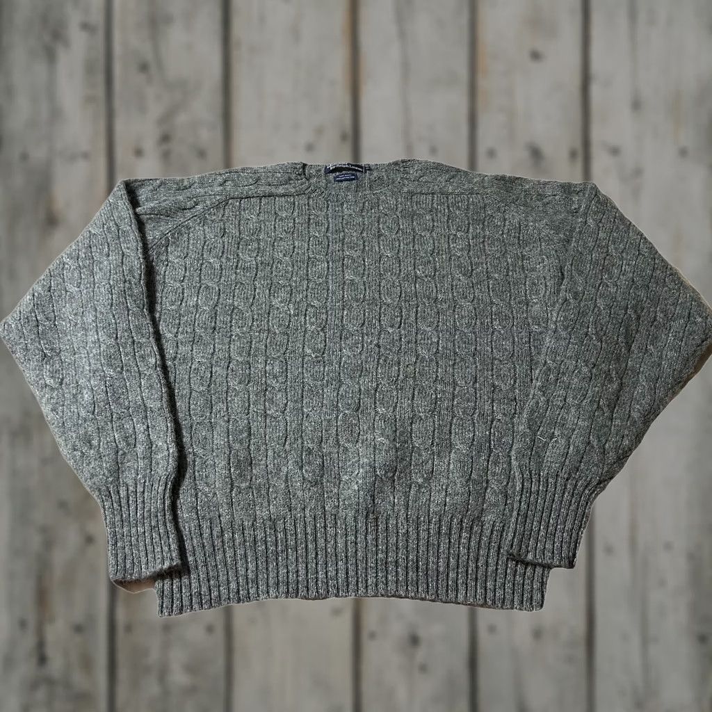 Polo Ralph Lauren VINTAGE Polo Ralph Lauren Fisherman Cable-Knit Wool Sweater XL Men Gray 90s Pullover Size US XL / EU 56 / 4 - 1 Thumbnail