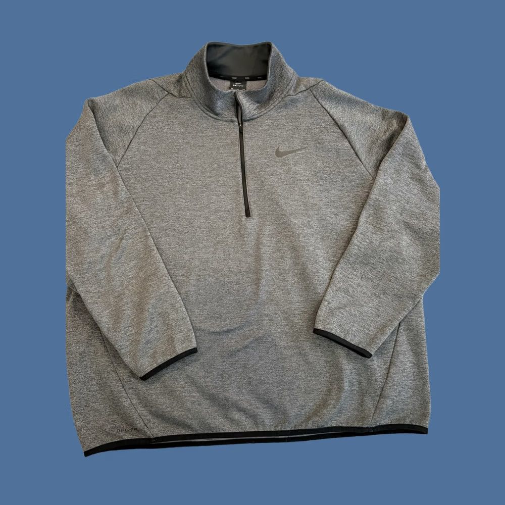 Nike Quarter Zip Pullover Training Shirt Mens 2XL Gray Long Sleeve Dri-Fit, Men's (Size Xxl)