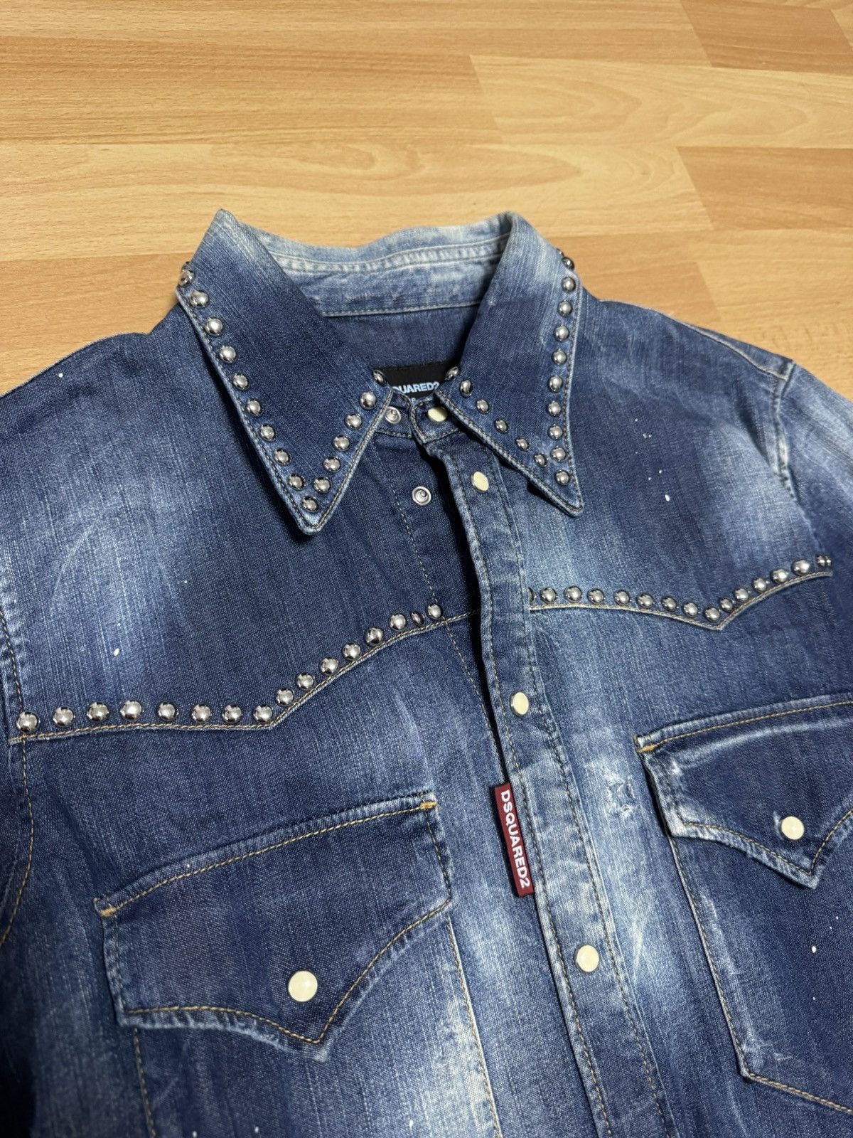 Dsquared2 SS/17 Dsquared2 Denim Jacket Studs Paint Splatter Western Size US S / EU 44-46 / 1 - 5 Thumbnail