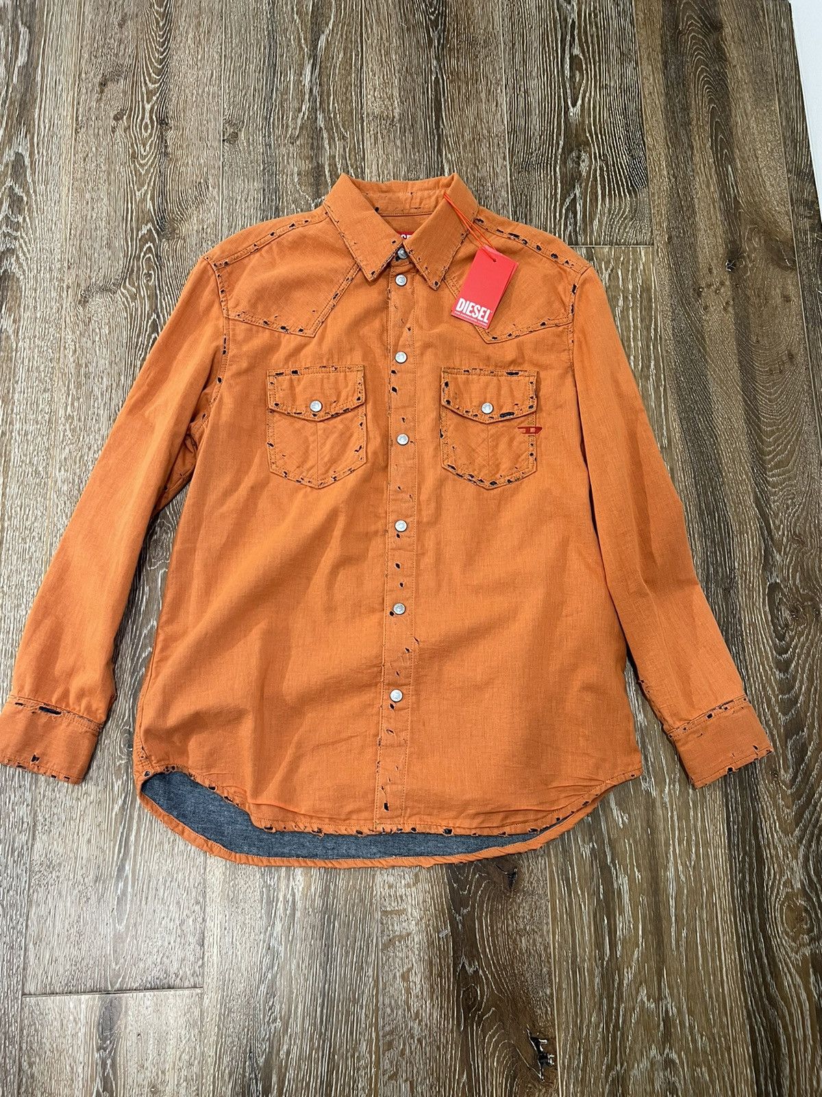 Diesel Diesel Men's D-Ocean Distressed Denim Western Shirt Size US M / EU 48-50 / 2 - 2 Thumbnail