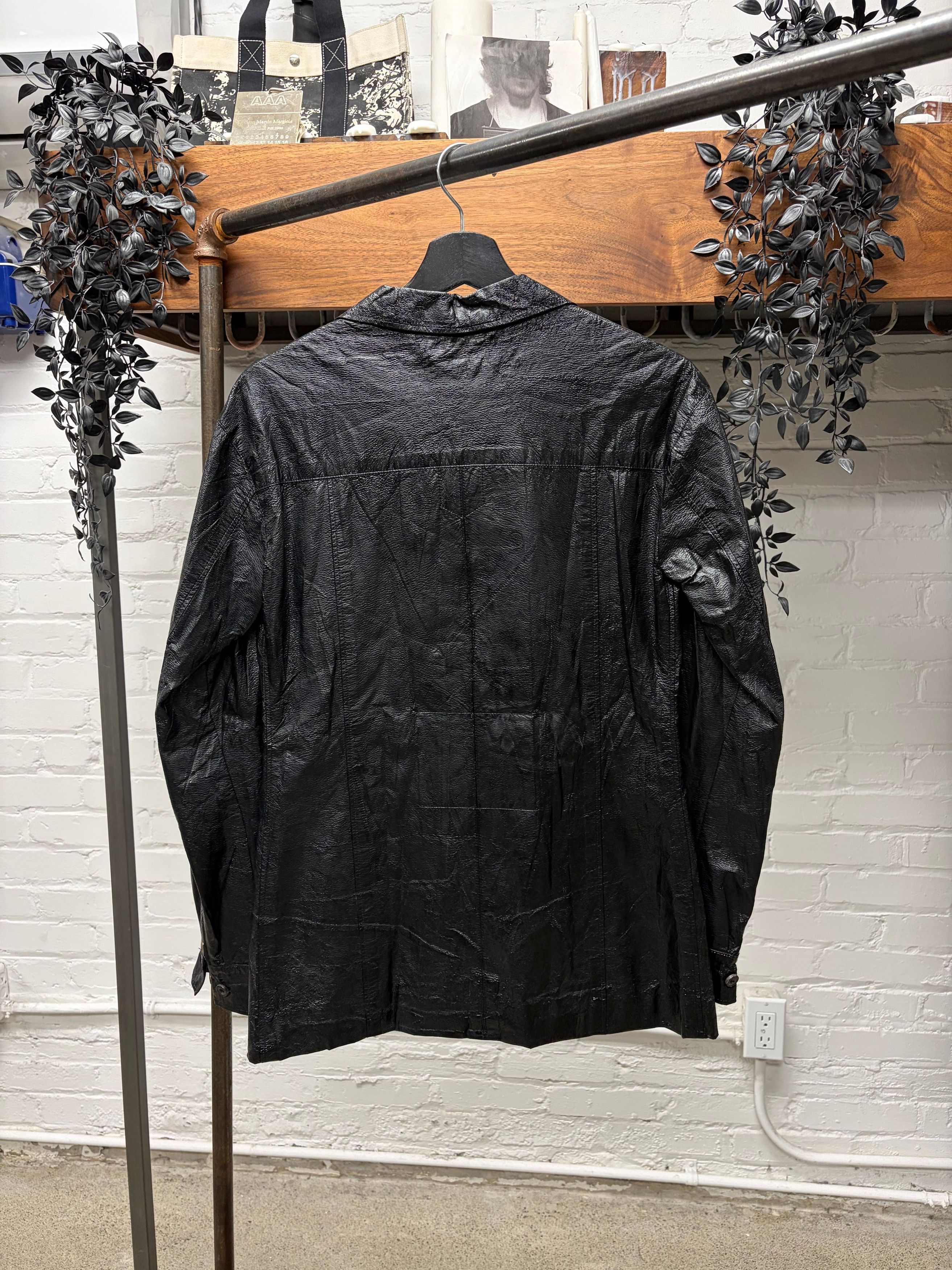 Saint Laurent Paris 2007 Yves Saint Laurent Rive Gauche Lace Up Vinyl Waxed Black Jacket Size M / US 6-8 / IT 42-44 - 4 Thumbnail