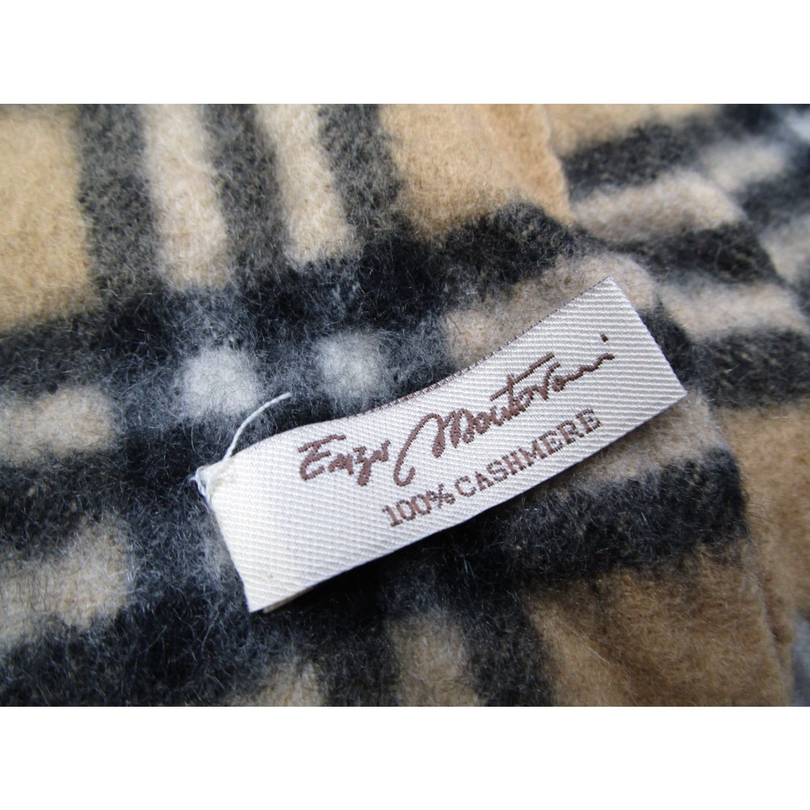 Vintage Enzo Mantovani Scarf One Size Beige Plaid Cashmere Blend Luxury 10x54 Mens Size ONE SIZE - 2 Thumbnail