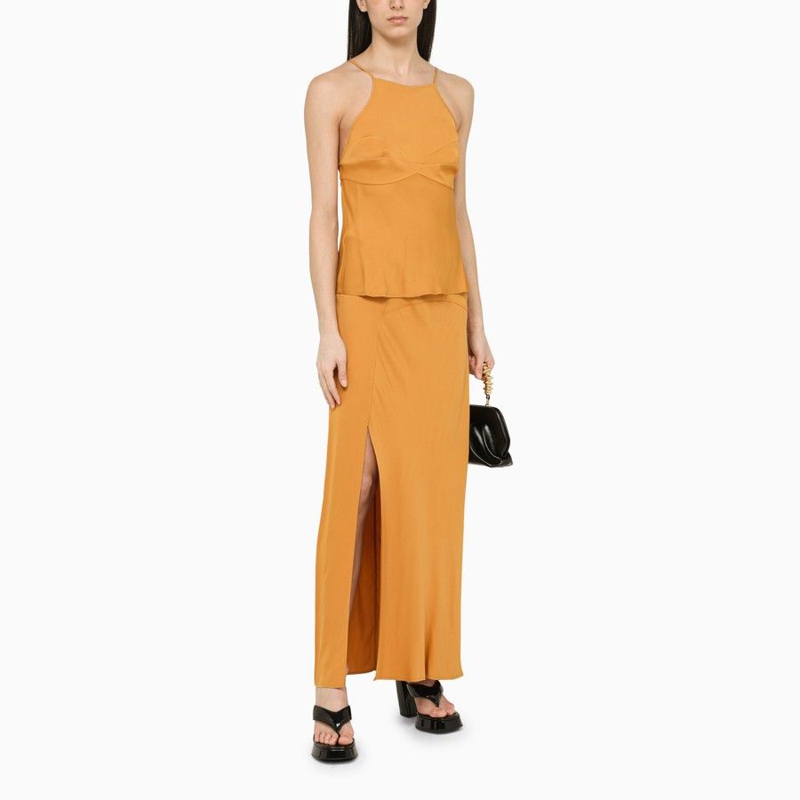 Calvin Klein o1d2blof0824 Satin Midi Skirt in Orange Size 27" / US 4 / IT 40 - 2 Thumbnail