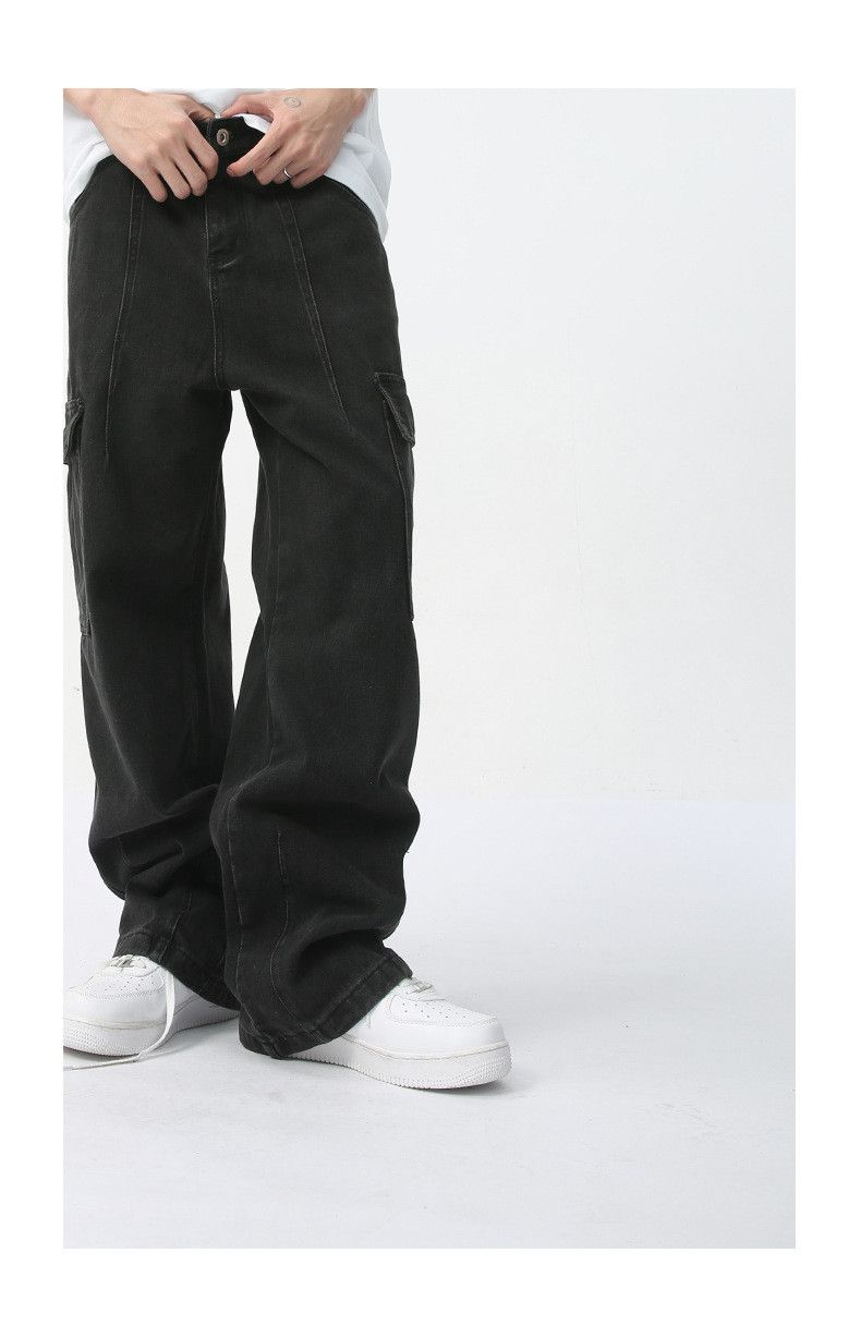 Japanese Brand Men's straight-leg casual pocket retro washed work jeans Size US 32 / EU 48 - 5 Thumbnail