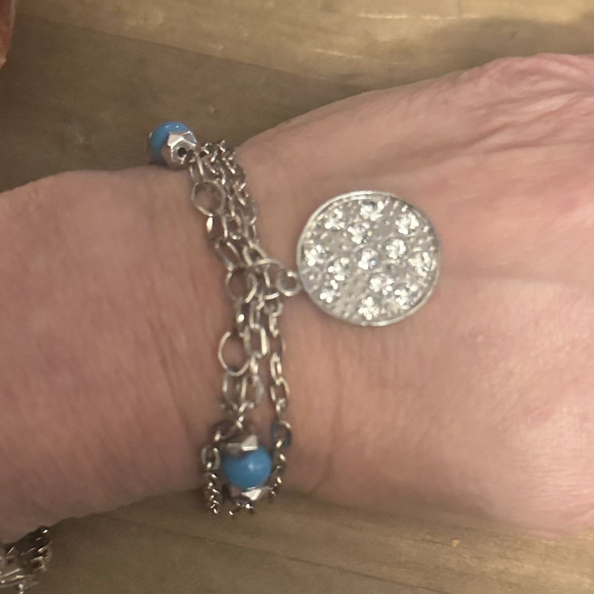 Other Multi chain turquoise bead & rhinestone sand dollar bracelet Size ONE SIZE - 2 Thumbnail