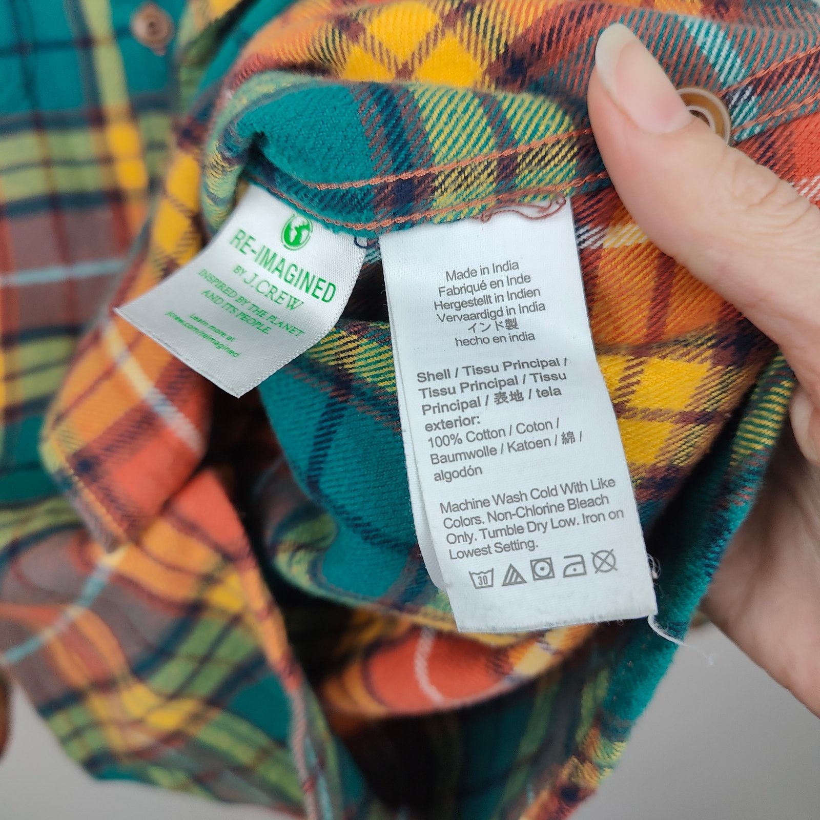 J.Crew J Crew Mid Weight Flannel Shirt Small Slim Fit Orange Green Size US S / EU 44-46 / 1 - 5 Thumbnail