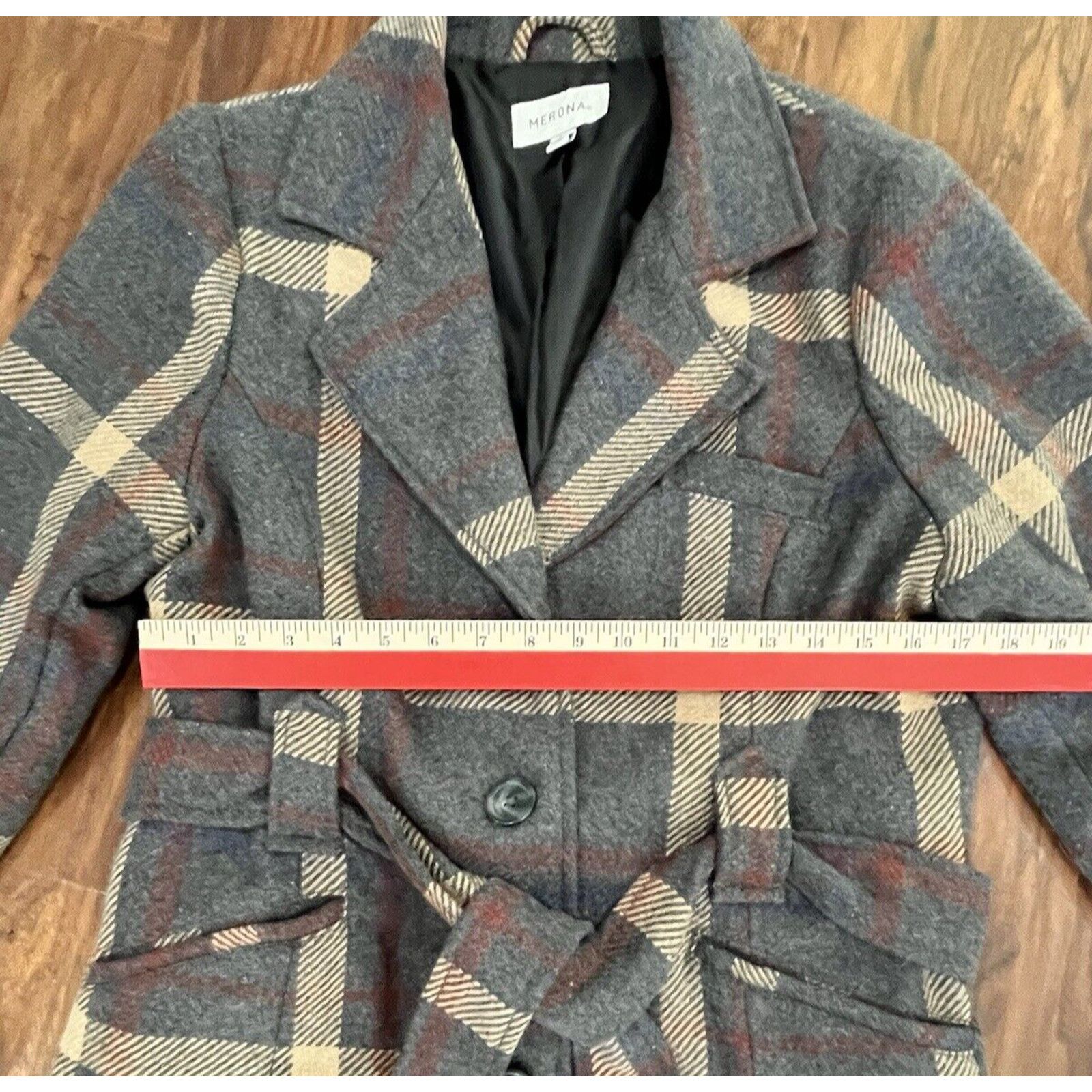 Merona Merona Womens Size L Retro Plaid Belted Dress Coat. RN17730 Size L / US 10 / IT 46 - 3 Thumbnail