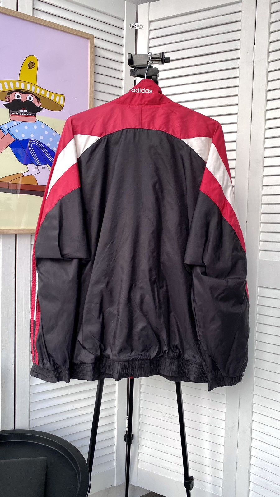 Adidas × Vintage Vintage Adidas Track Retro Jacket Nylon Striped 90s Red Size US L / EU 52-54 / 3 - 2 Thumbnail