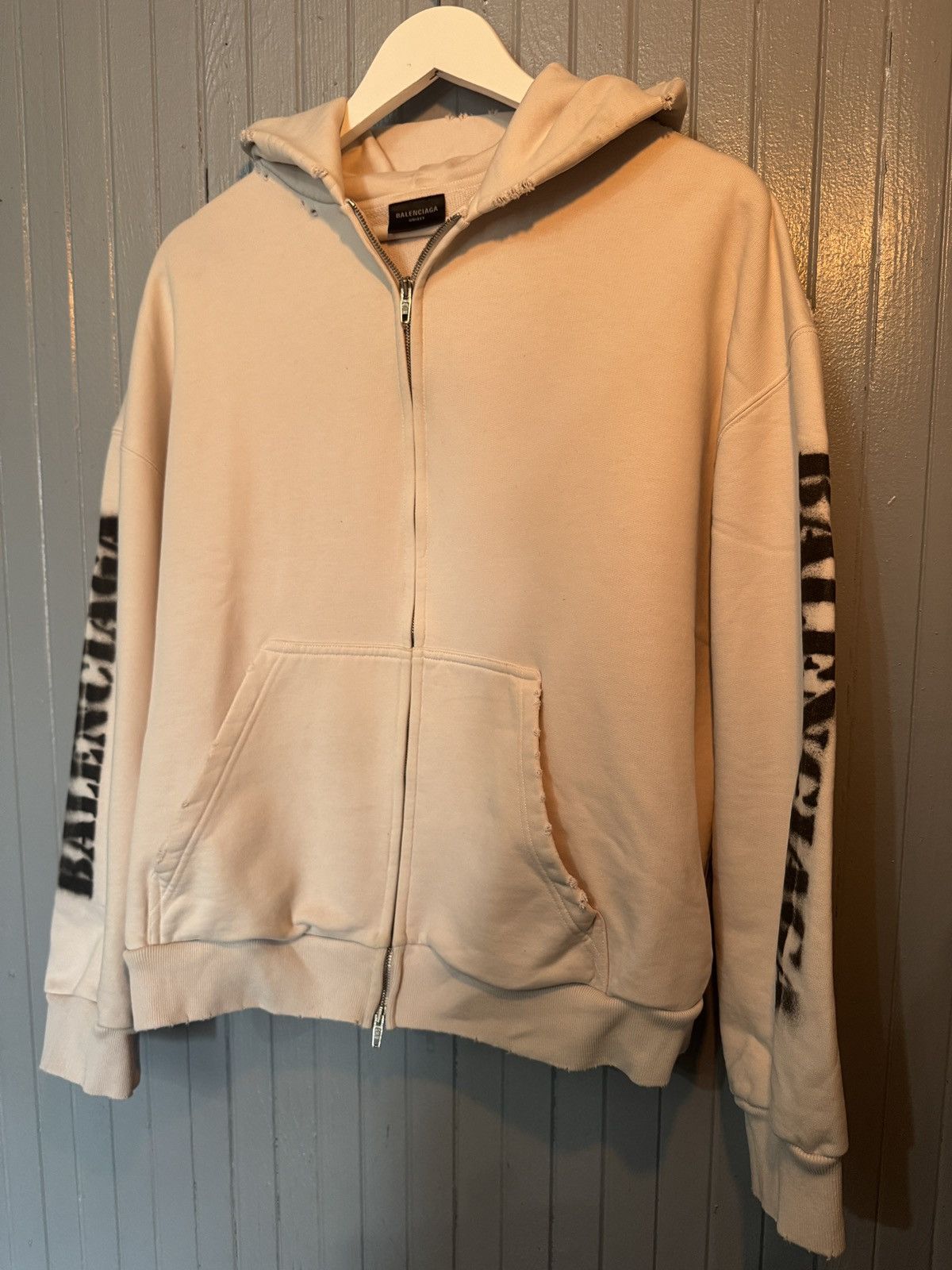 Balenciaga BALENCIAGA STENCIL TYPE ZIP-UP HOODIE Size US L / EU 52-54 / 3 - 15 Thumbnail