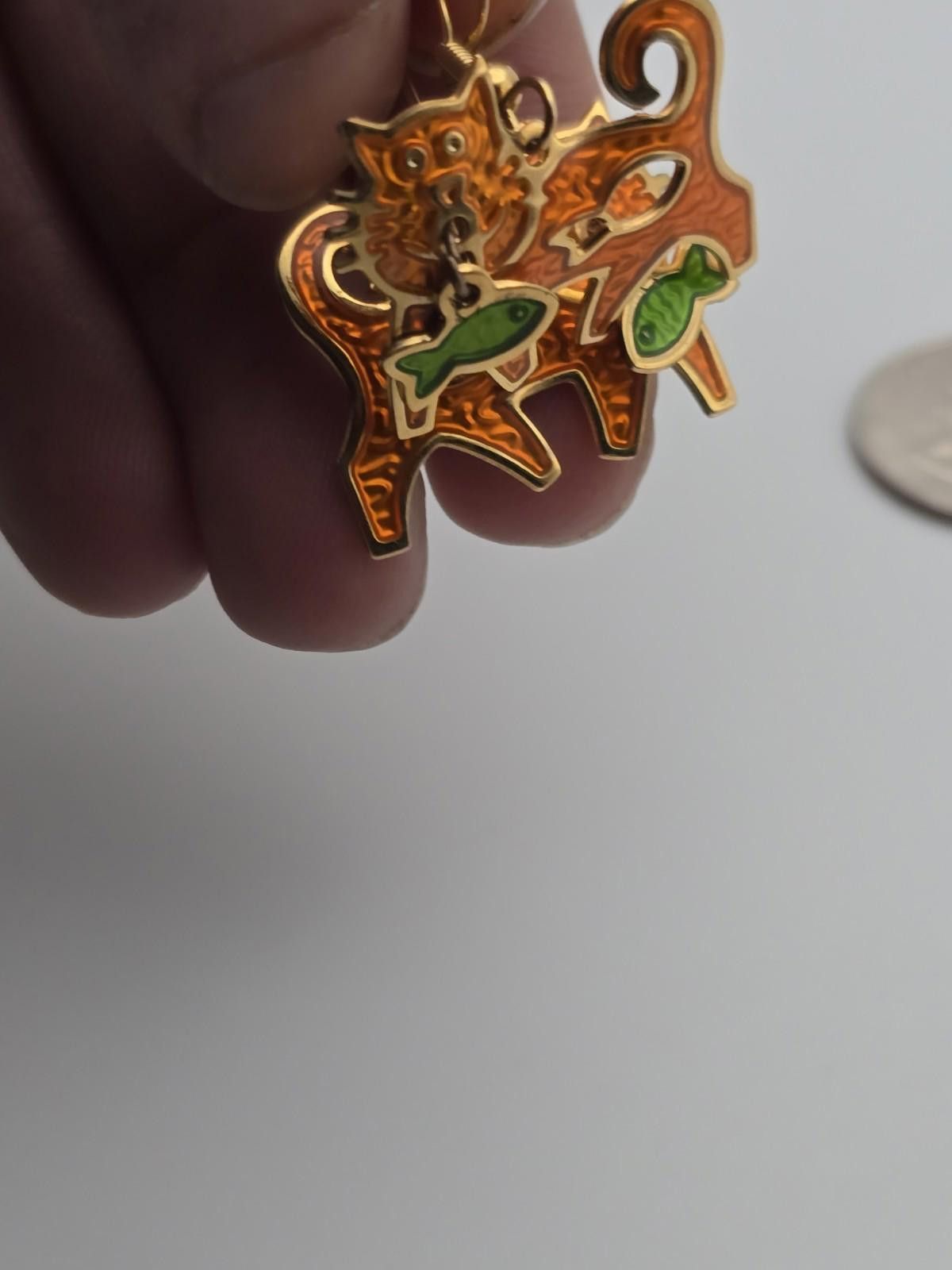 Other Edgar Berebi Cat Dangle Earrings – Enamel & Gold Tone Whimsy Size ONE SIZE - 2 Thumbnail