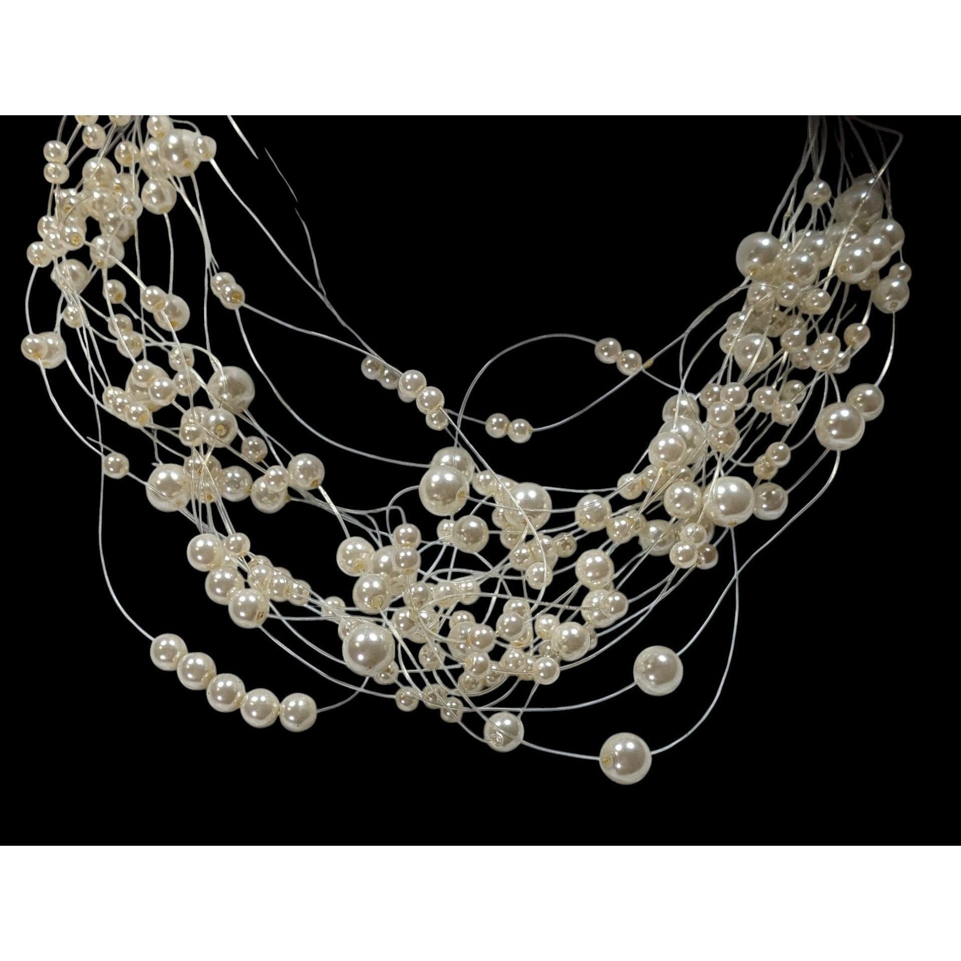 Other Vintage Glass Pearl White Multi-Strand Floating Necklace Wit Size ONE SIZE - 2 Thumbnail