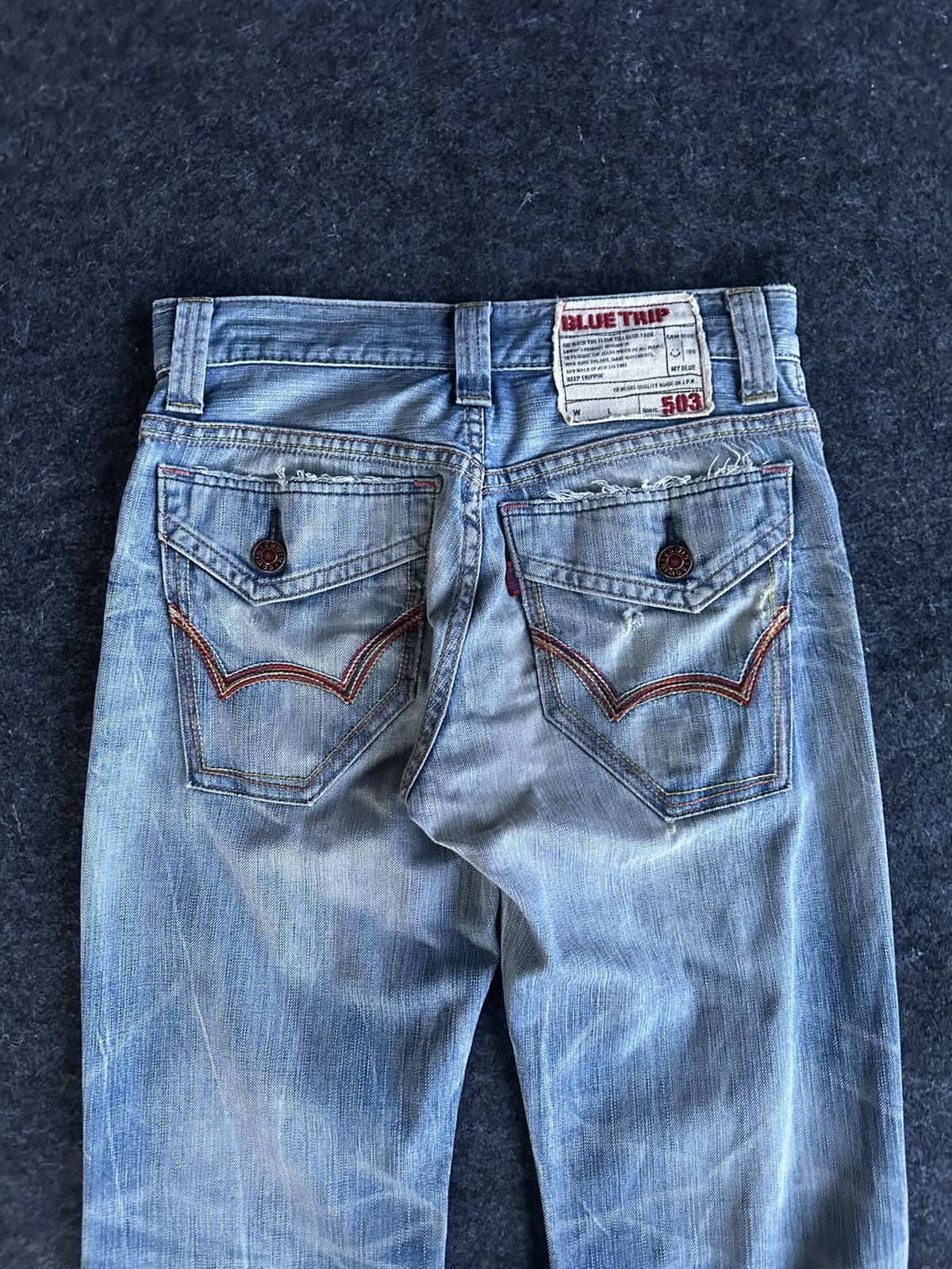 Edwin Vintage 90s Edwin 503 Blue Trip Blue Denim 28x31 D375 Size US 28 / EU 44 - 7 Thumbnail